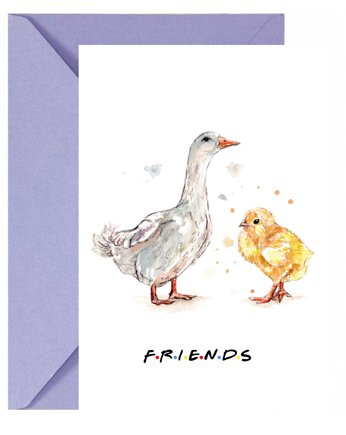 Kartka urodzinowa "Friends" Kaczka i Kurczak / Chick & Duck, Design Your Wedding
