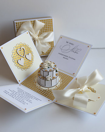 Pamiątka ślubu, exploding box, kartka, Papiernik