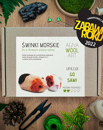 Zestaw kreatywny do filcowania: Świnki Morskie. Ufilcuj go sam!, AgnaWoolArt