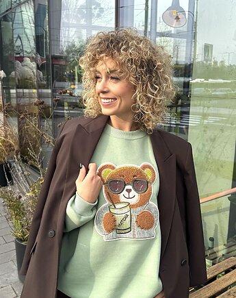 Bluza oversize Matcha Teddy dla mamy i taty, BejbiStory