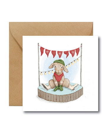 KÓZKA ŁYŻWIARKA Pocztówka świąteczna, HI LITTLE