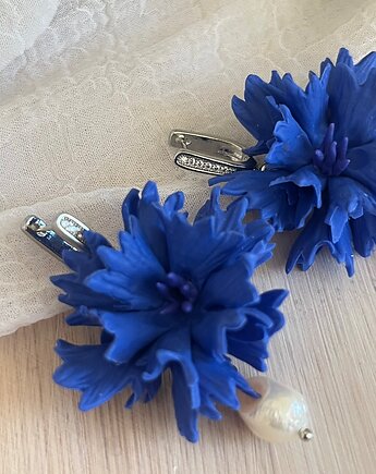 Kolczyki chabry ręcznie robione polimerowa glina, MariaPolymer