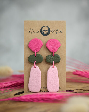 Kolczyki Tamara - różowo-oliwkowe, LaCzapaKabra.biju