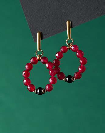 Bordowe kolczyki z jadeitem i onyksem, AT NOON