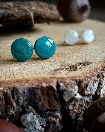 Kolczyki w parze, zieleń/perła, Figa handmade accessories