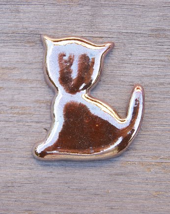Ceramiczny magnes kot złoty, Gliniana Koniczynka