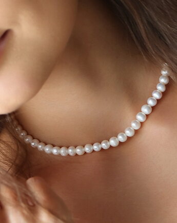 Choker / naszyjnik z naturalnych pereł- srebro 925 pozłacane, Coccola JEWELLERY