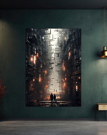 Futurystyczna Japonia, Cyberpunk - Plakat - Loft, Minimalizm, Black Sapphire Art