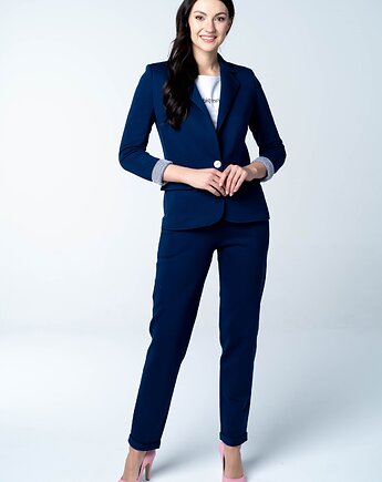 Spodnie damskie Deep Blue proste granatowe z dresówki, missAmiss