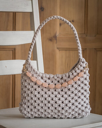 Makramowa torebka Soho Bag - perła, Poplecione Makramy