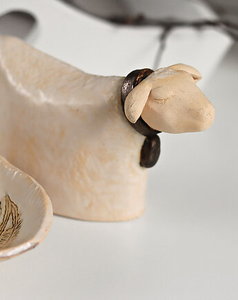 Baranek wielkanocny ceramiczny i miseczka komplet, U.to ceramika