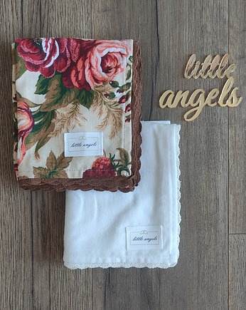 Zestaw pieluszek flanelowych (2 szt) kremowo - kwiatowy, Little Angels