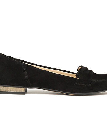SKÓRZANE BALERINKI ZAPATO 025 CZARNY WELUR, Zapato