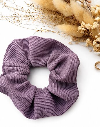 Frotka scrunchie z prążkowanej dzianiny - ciemny wrzos, Moni Made of Natural Individuality