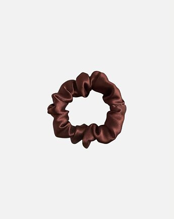 Jedwabna scrunchie gumka frotka mini brązowa czekoladowa, Zdunetti