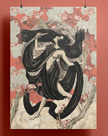 Plakat - kolaż - Full Moon - księżyc - pełnia - A4 lub 30x40 cm, Natalia Polasik