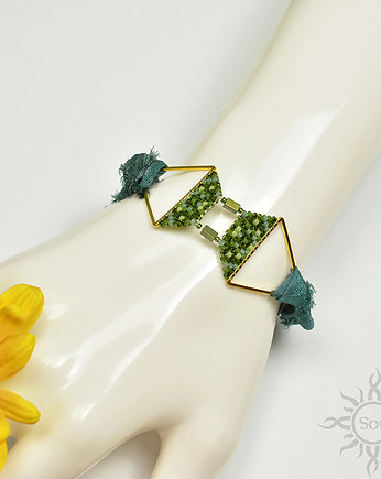 Vasaros - zielona, bransoletka, beading, Sol