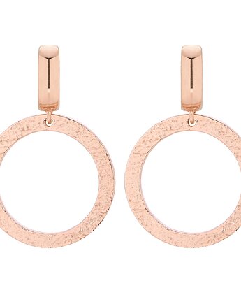 Duże kolczyki w różowym złocie z chropowatymi kołami, SOTHO