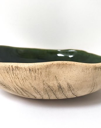 Artystyczna miska z zielenią i polnymi roślinami, Ceramika Ana