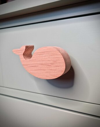 Drewniane gałki do mebli, z drewna, MORSKIE, wieloryb, Drewniane dodatki