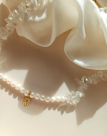 Naszyjnik z kryształem górskim i perłami naturalnymi, s e n s e d  accessories