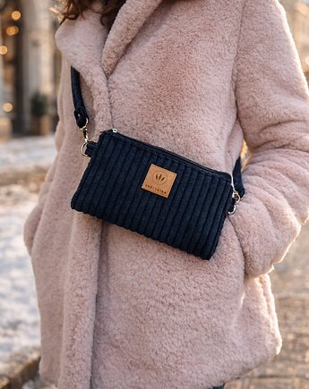 Sztruksowa mini nerka saszetka Czarna, sabi tatka