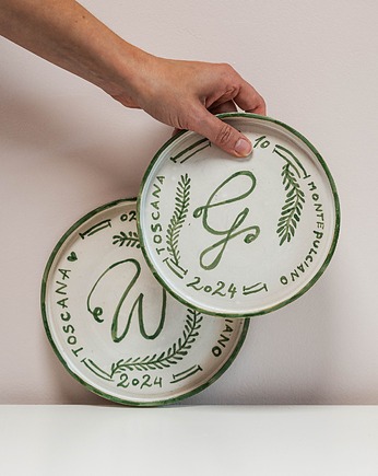 Talerze ślubne z waszymi imionami - personalizowane dekoracje ślubne, Burchart Studio