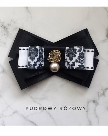 Brosza  Glamour  Black & White z Perłą, Pudrowy Różowy