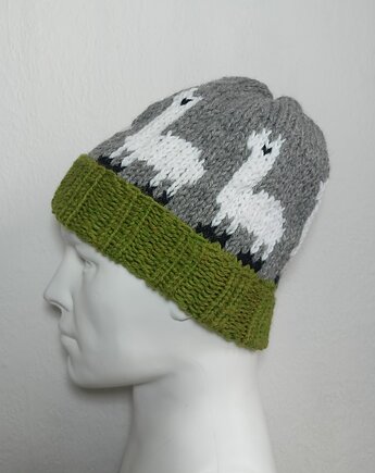 PROMOCJA jedna sztuka! czapka unisex ze 100% miękkiej wełny, lamy, cosy creation