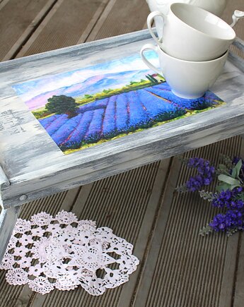 Taca shabby chic, stolik, rozkładana taca,   prezent, Monique Art