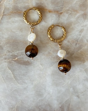 Kolczyki Tygrysie oko i Perły, Chmolowska Jewellery