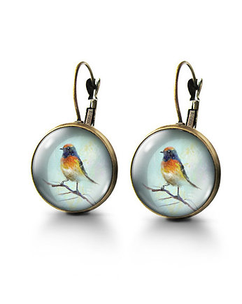 Kolczyki - Kolorowy ptak - brąz, yenoo