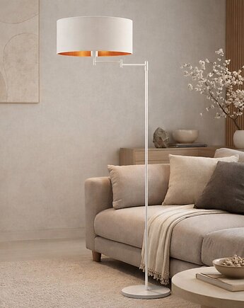 Regulowana lampa podłogowa do salonu z opcją regulacji CANCUN GOLD, LYSNE