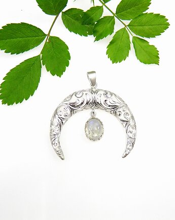 Lunula  z kamieniem księżycowym - zawieszka, VENUS GALERIA