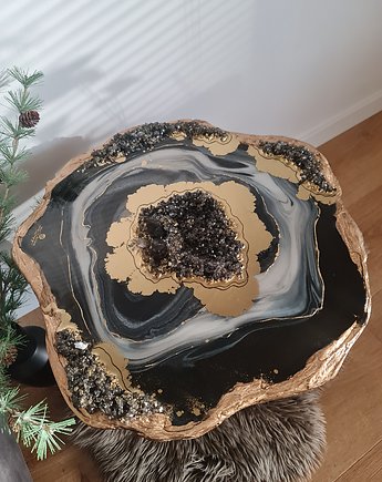 Stolik kawowy Geode Black Queen, White Resin Design