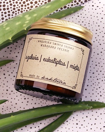 Szałwia-eukaliptus-mięta - świeca sojowa 120ml, kaktusia