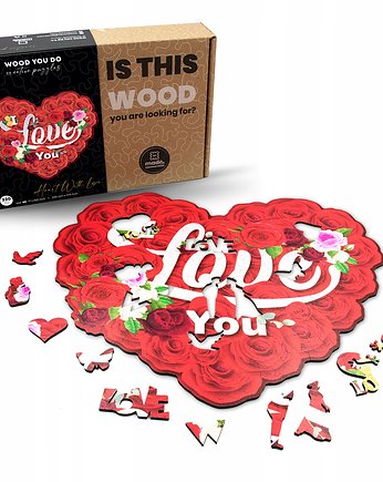 PUZZLE DREWNIANE DUŻE SERCE 140 elementów LOVE, OSOBY - Prezent dla 3 latka