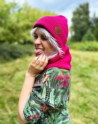 Bawełniana czapka beanie logo ekoskórka Malina, Brain Inside