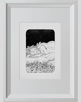 Rysunek Sen Grafika 32x24cm + biała rama, ŁUKASZ KROKOSZ ART