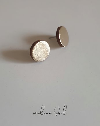 MINI GAJA  kolczyki male kola ze skory naturalnej zlote, Malena Dul