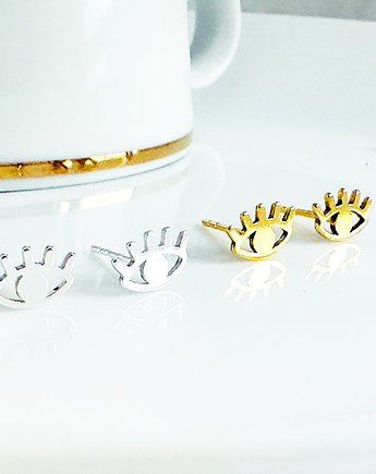 Srebrne kolczyki oczy,  sztyfty oczka, Anemon Atelier