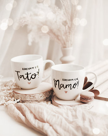 Zestaw kubków - Kocham Cię Mamo, Kocham Cię Tato ZŁOTE SERCE, Nadzwyczajnie
