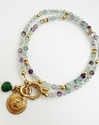 VIOLET aksamitne SNY- Krótki Naszyjnik/bransoletka  Fluoryt fiolet złoto, Anemon Atelier