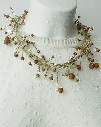 Naszyjnik Drewno na naturalnym lnie