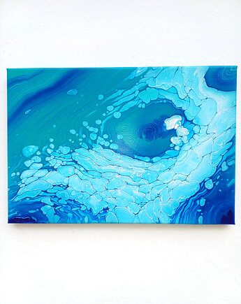 Oryginalny obraz abstrakcyjny 26x36 cm - Nawałnica, Pouring Space