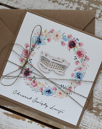 Oryginalna kartka z personalizacją na chrzest dla dziewczynki, sorte