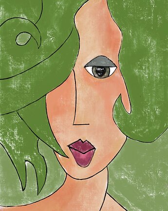"The girl with green hair" plakat graficzny, JustynaSzewczykart