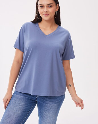 T-shirt Damski Mango Plus Size Jeans, blue shadow