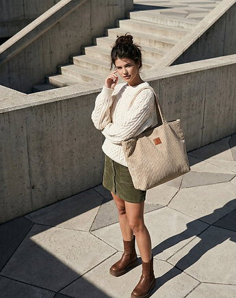 Duża torba ze sztruksu Mili Cozy - Sand, Militu