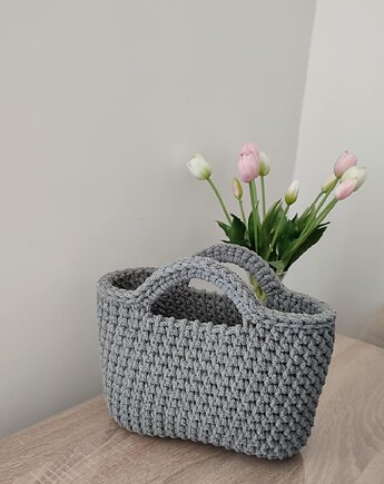 Koszyk - torba szydełkowa do ręki ze sznurka 25cmx20cm, MISZ MASZ Dorota Tyszko
